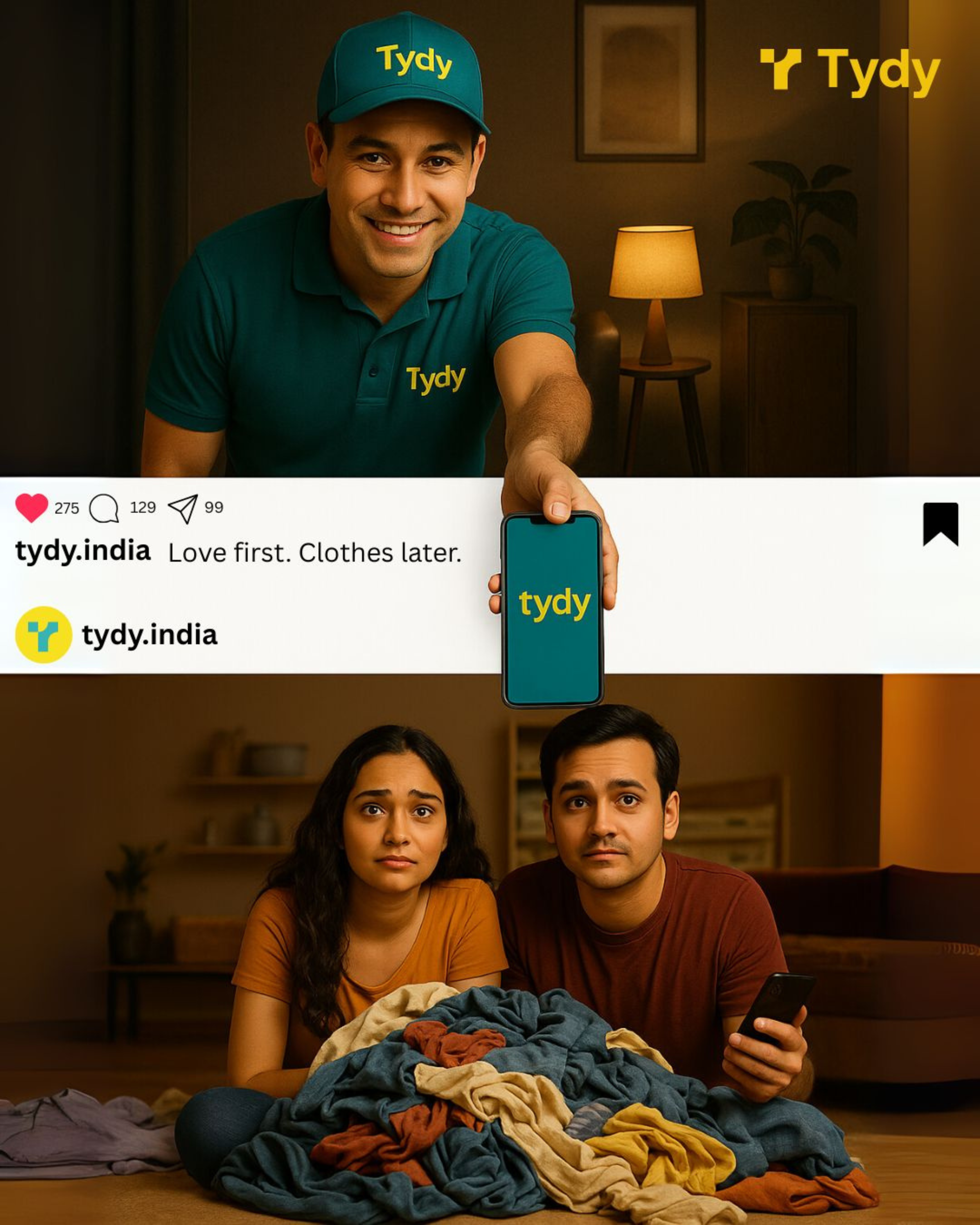 Tydy social, Love first, clothes later