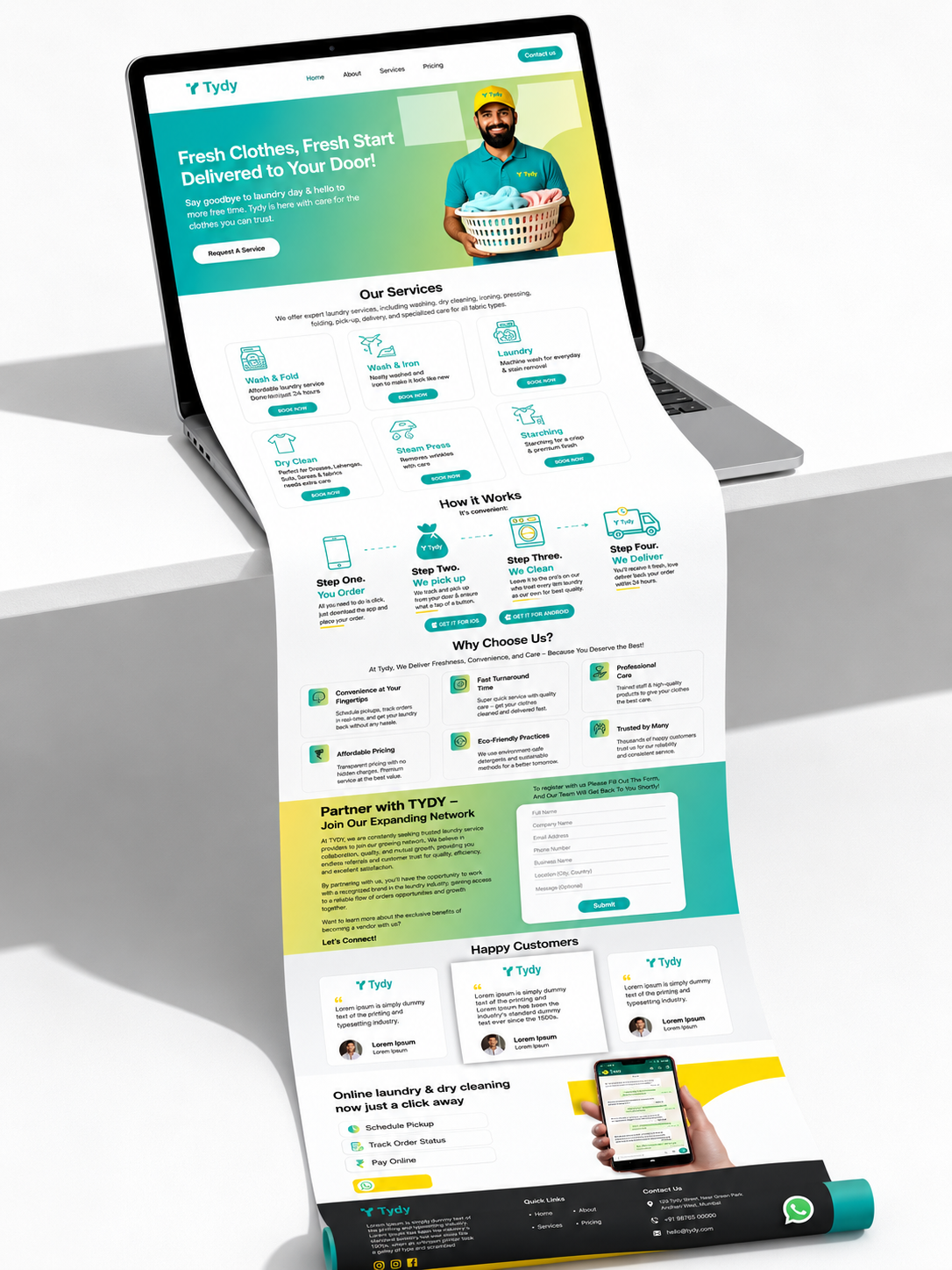 Tydy website, services, how it works, and partner sign-up